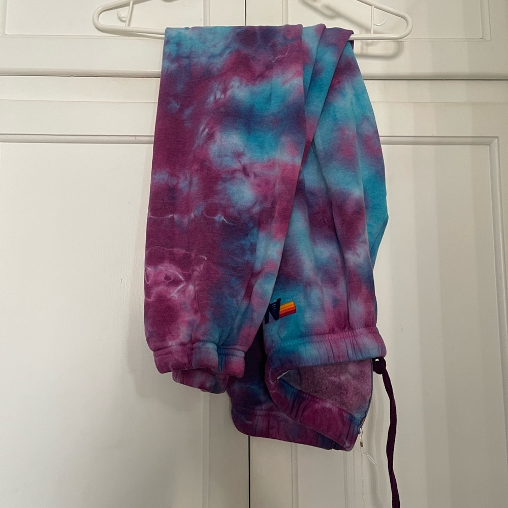Aviator Nation Tie-Dye Track Pants in Pink, Blue, Purple NWOT